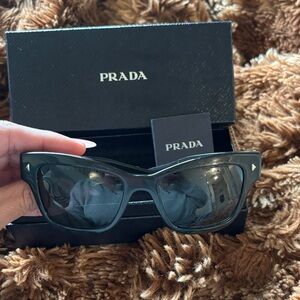 Prada Glossy Black Logo Temple Sunglasses